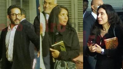 منى زكي وأحمد حلمي ودينا في عزاء والدة رجل الأعمال إيهاب جوهر | صور