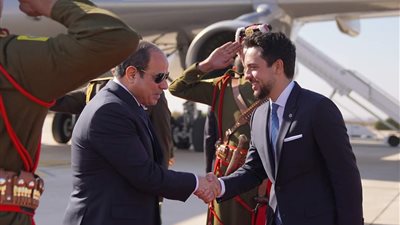 ولي العهد الأردني يستقبل الرئيس السيسي للمشاركة في قمة بغداد 2