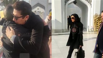 هاني رمزي ومريم الأحمدي يدعمان طارق لطفي في جنازة والدته 