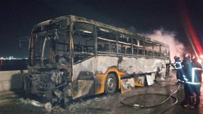 دون إصابات أو وفيات.. تفاصيل حريق أتوبيس نقل عام على الطريق الساحلي بالإسكندرية | بث مباشر