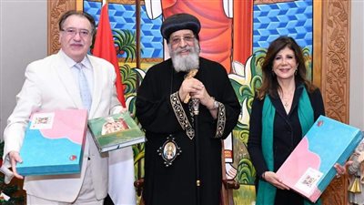 البابا تواضروس الثاني يستقبل أنطوان وديع الصافي ورئيسة القوى الناعمة للإنتاج الفني