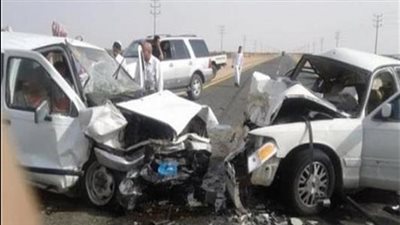 إصابة 4 أشخاص في تصادم سيارتين أمام حقل ظهر ببورسعيد 