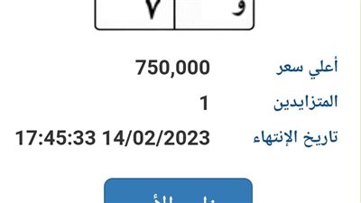 طرح لوحات معدنية للسيارات بأرقام مميزة تصل إلى 750 ألف جنيه