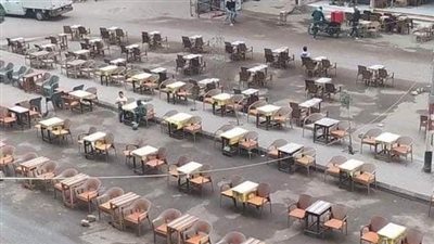 غلق وتشميع مقاهي وكافيهات تعدت على الطريق العام بـ كعبيش بحي الهرم
