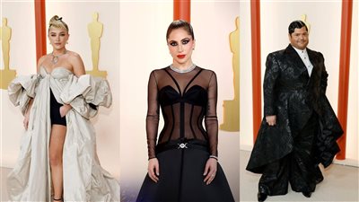 ليدي جاجا بالأسود الجرئ ووهارفي جيلن ببدلة على شكل فستان.. أغرب إطلالات حفل الأوسكار 2023